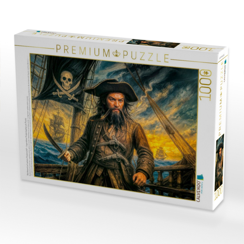 Blackbeard auf seinem Piratenschiff – Legendärer Piratenkapitän als Puzzle