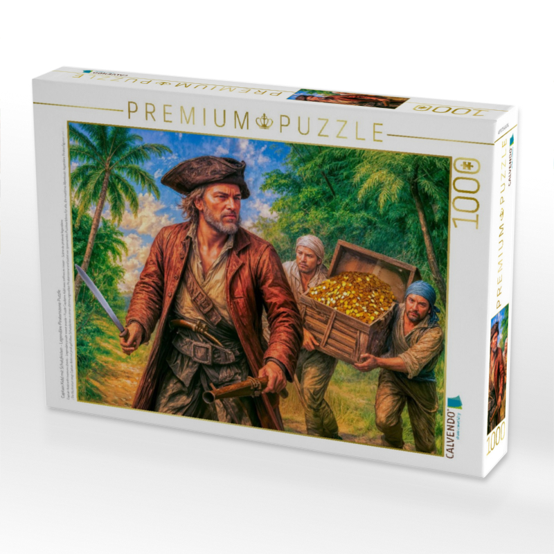 Captain Kidd mit Schatzkisten - Legendäre Piratenszene Puzzle