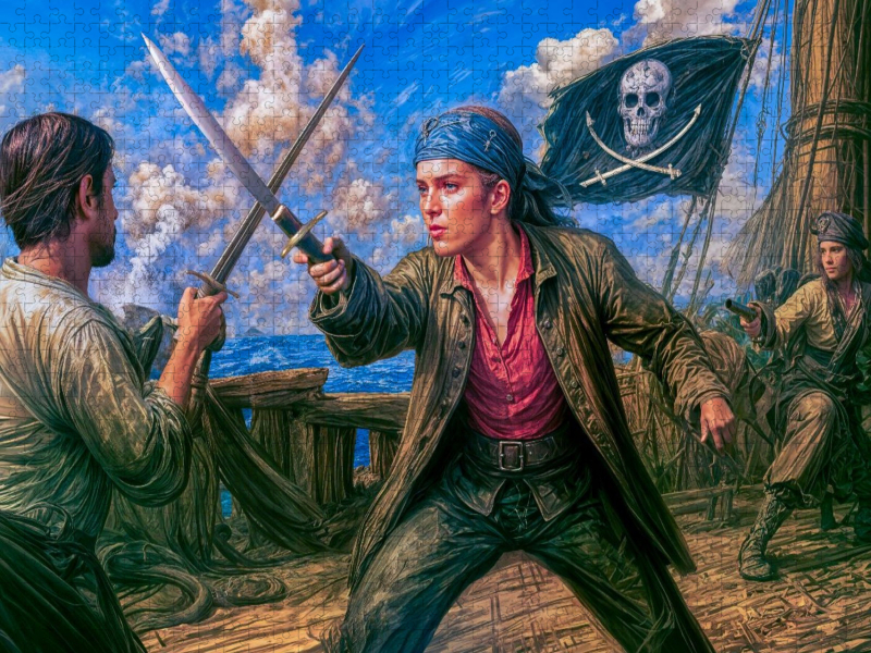 Mary Read - Legendäre Piratin in dramatischer Szene Puzzle
