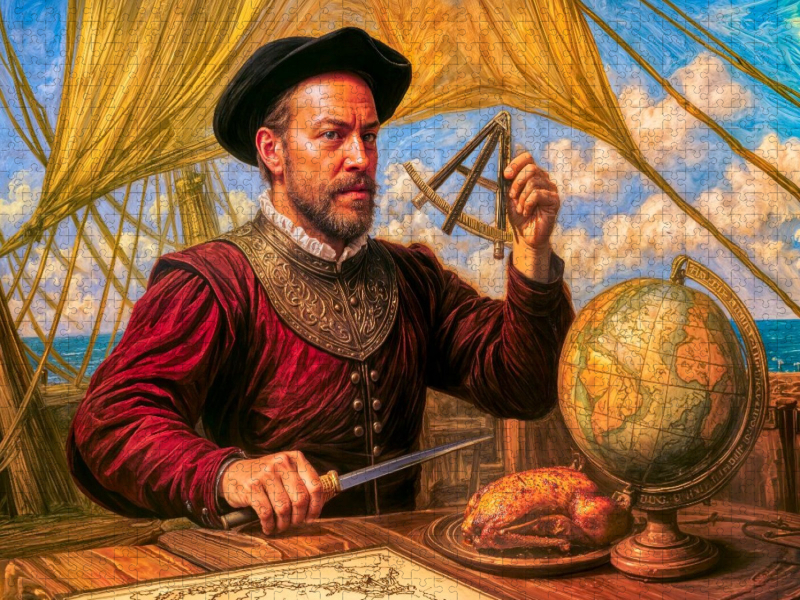 Sir Francis Drake - Legendärer Entdecker und Piratenszene Puzzle
