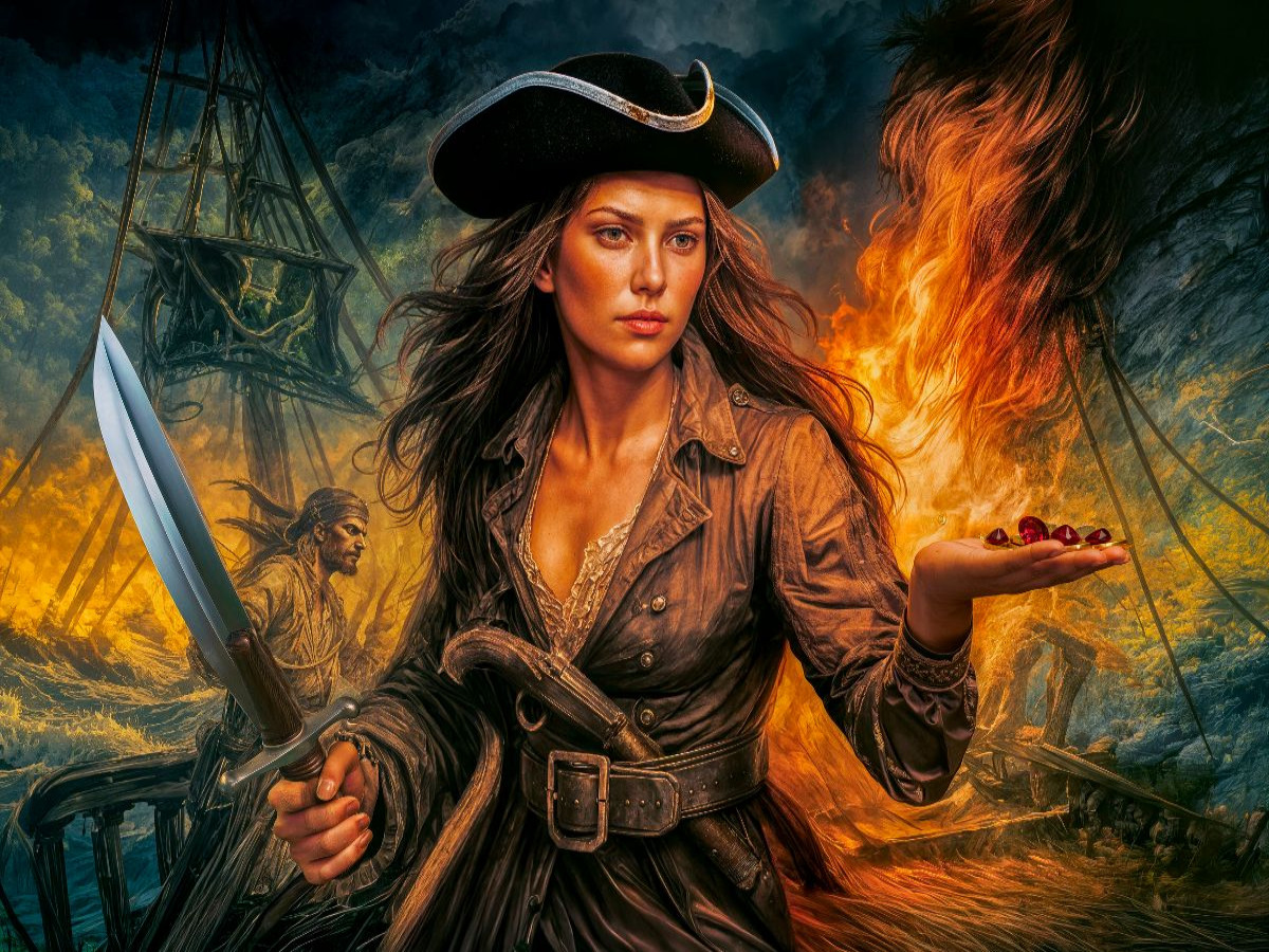 Anne Bonny - Legendäre Piratin in dramatischer Szene Puzzle