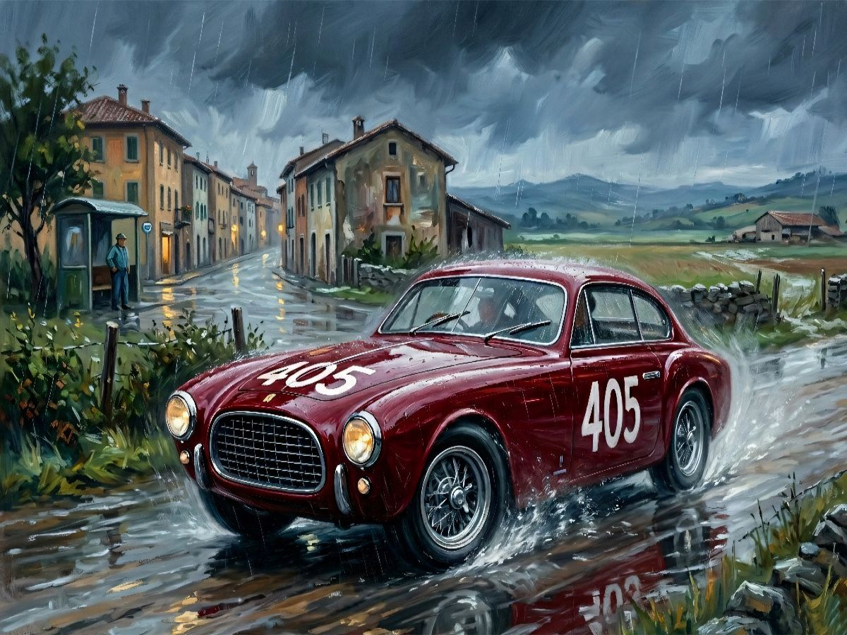 1951 gewann Luigi Villoresi trotz die Mille Miglia mit einem Ferrari 340 America Berlinetta Vignale.