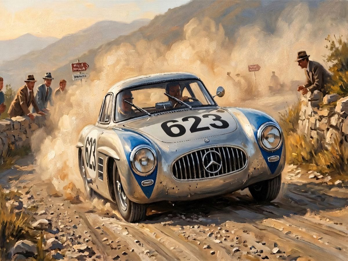 Platz 2 bei der Targa Florio 1952 - Karl Kling und Hans Klenk