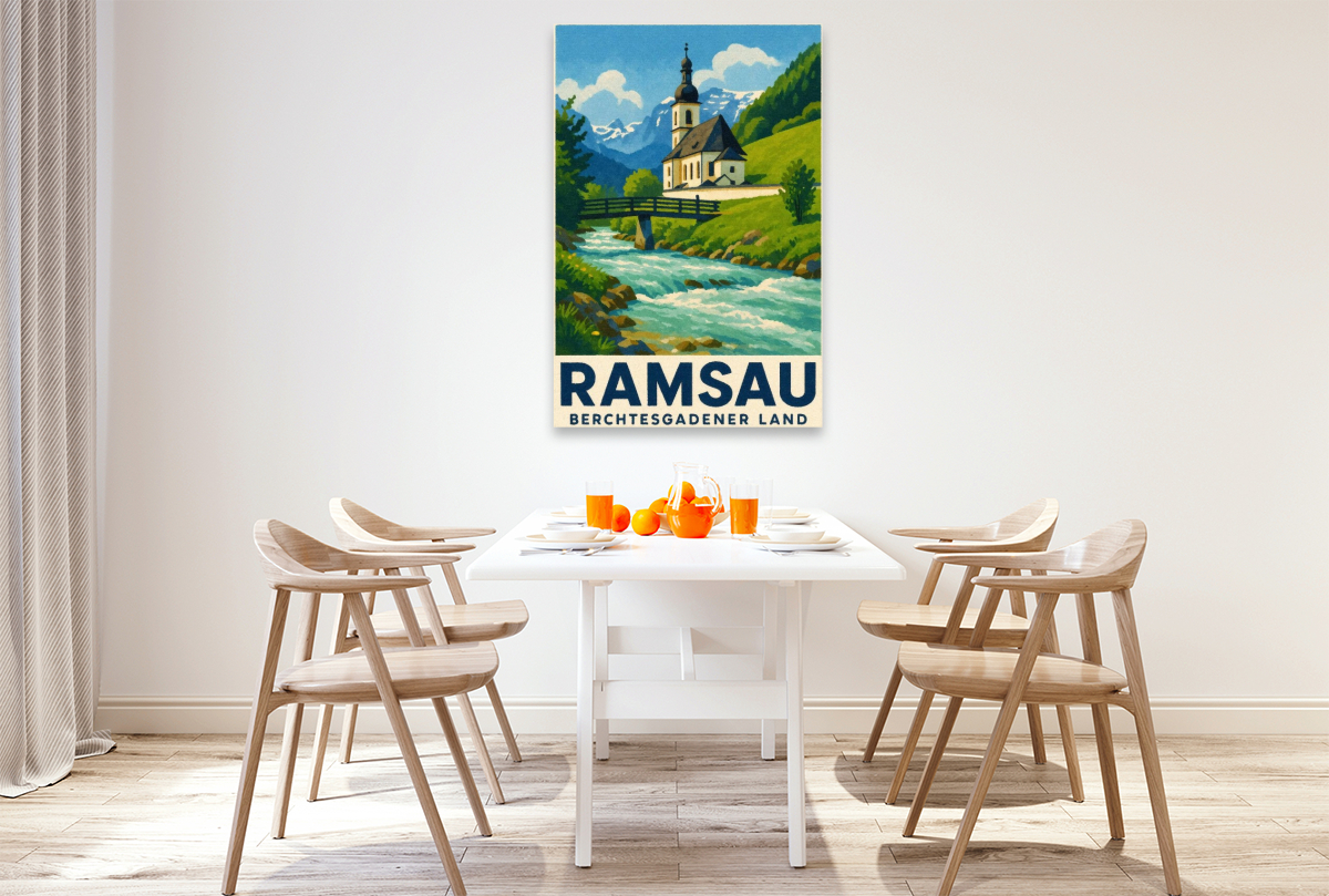 Kirche und Fluss in Ramsau
