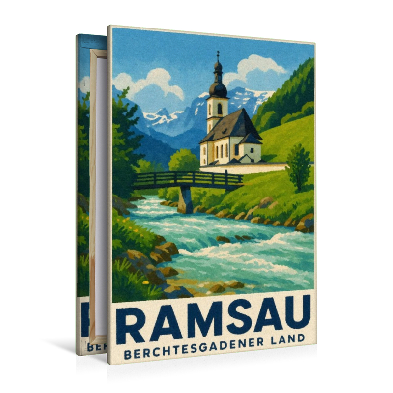 Kirche und Fluss in Ramsau