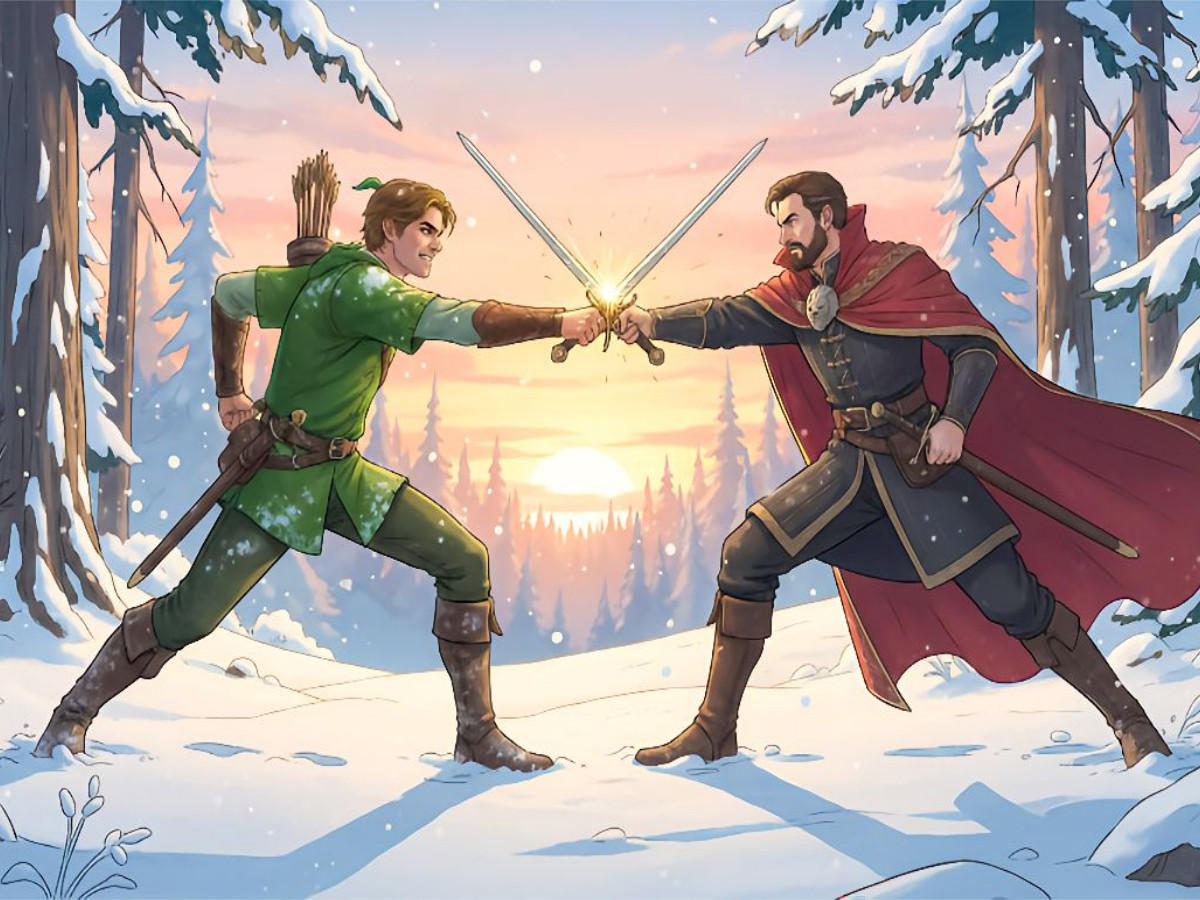 Duell zwischen Robin Hood und Sheriff