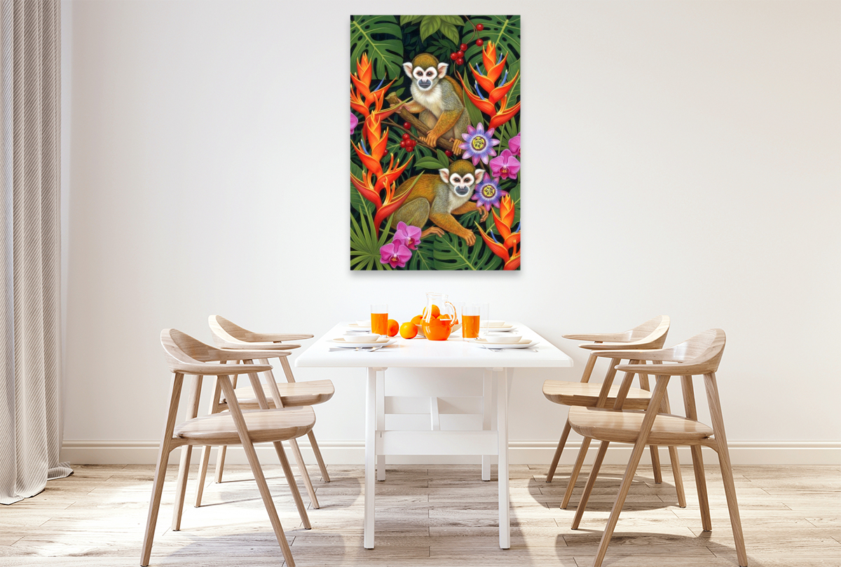 Totenkopfäffchen zwischen Blüten