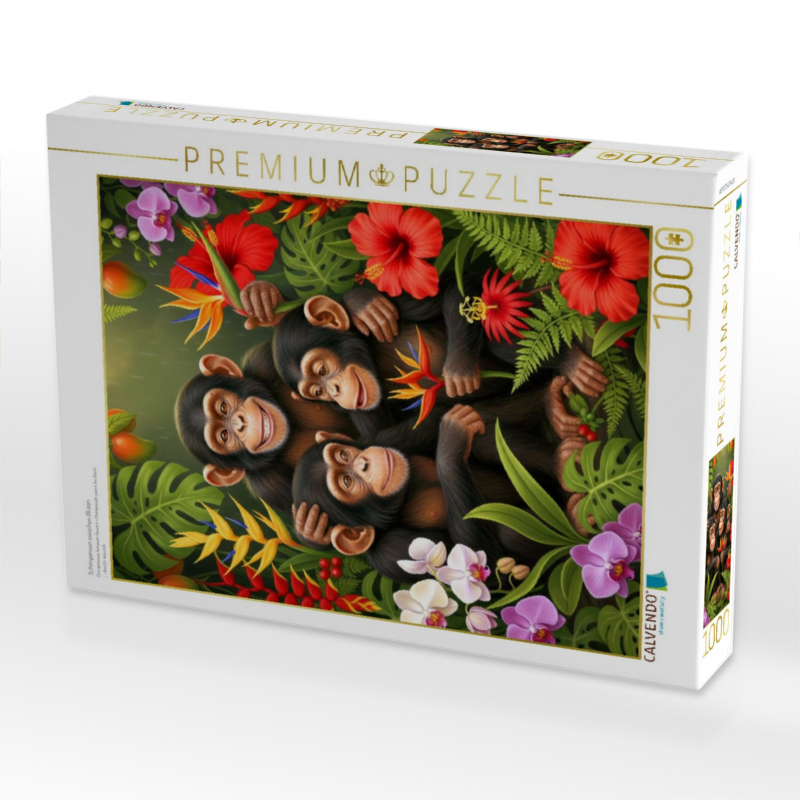 Schimpansen zwischen Blüten