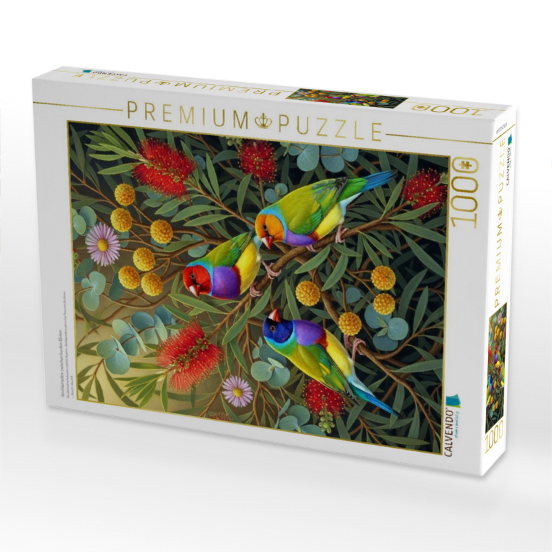 Gouldamadine zwischen bunten Blüten