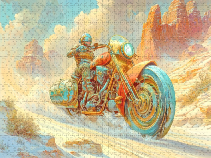 Dynamisches Wüstenrennen auf Fantasiemotorrädern