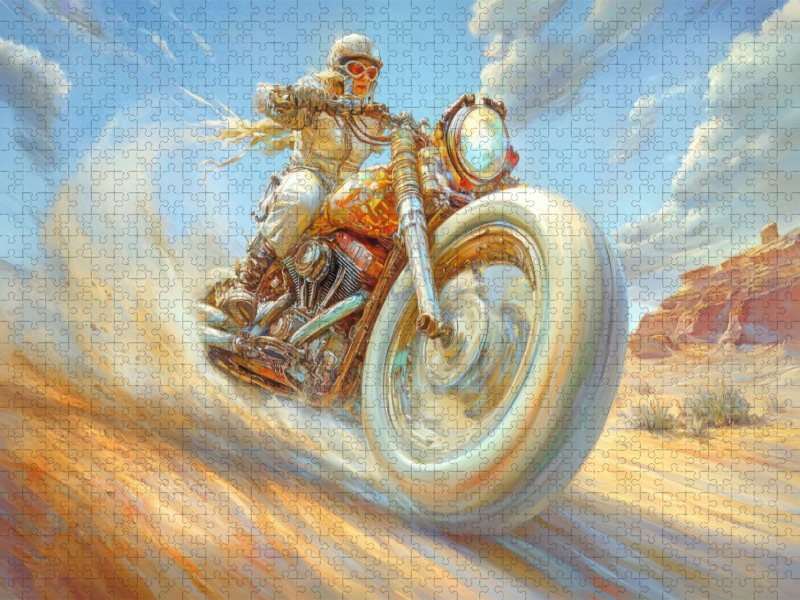 Dynamisches Wüstenrennen auf Fantasiemotorrädern