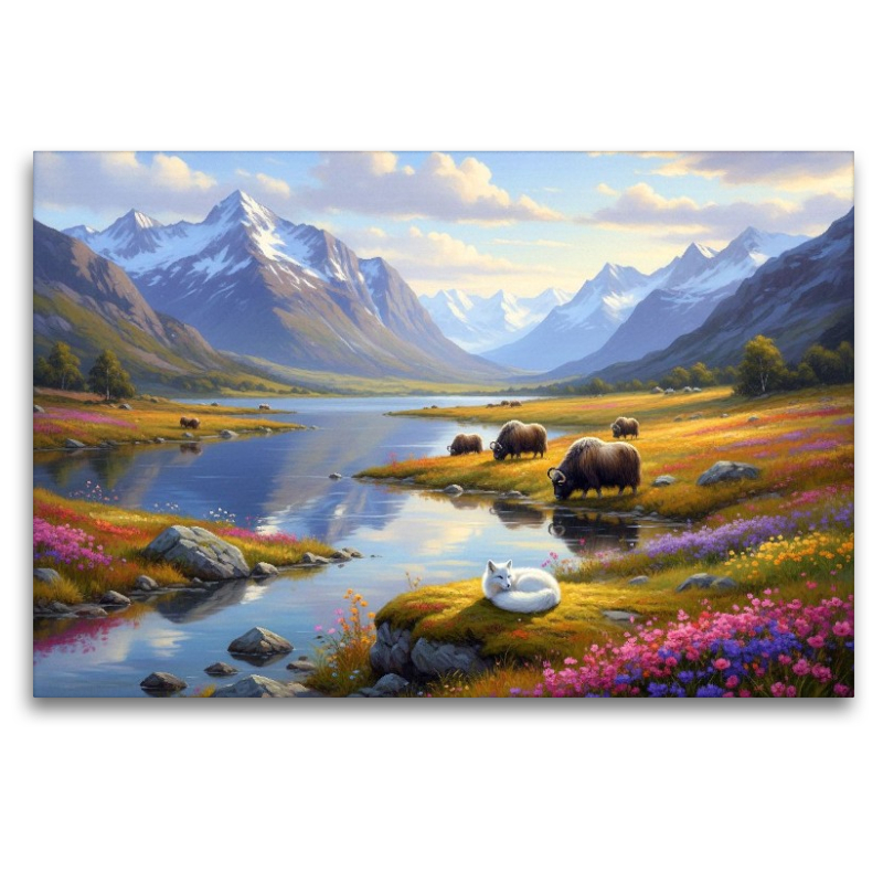 Himalaya Gebirge mit Yak und Fuchs