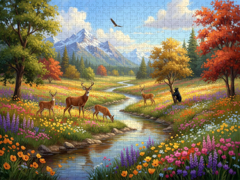 Kanadische Horizonte mit Hirschen und Bär