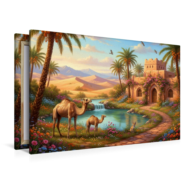 Arabische Landschaft mit Wüste und Dromedaren