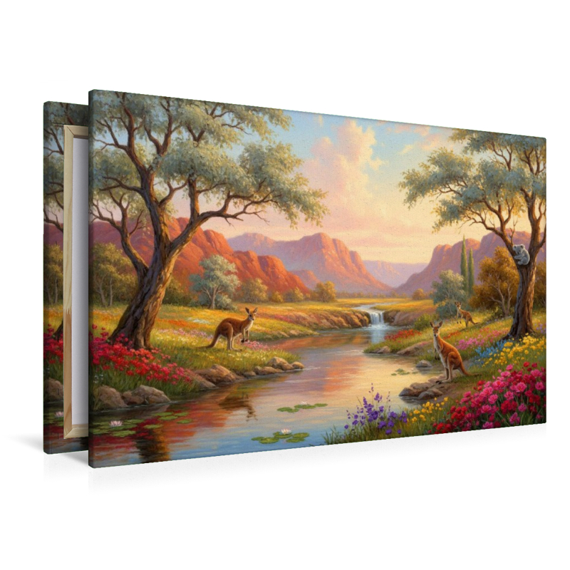 Australische Wasserstelle - Landschaft mit Känguru und Koala