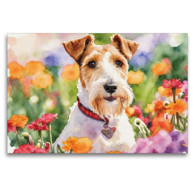 Foxterrier Im Blütenmeer