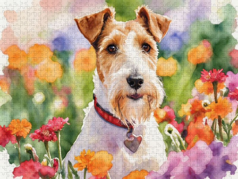 Foxterrier Im Blütenmeer