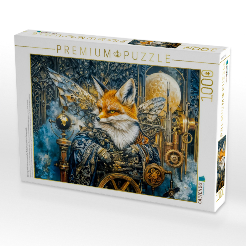 Steampunk Fuchs an mystischer Nebelmaschine im Fantasyreich