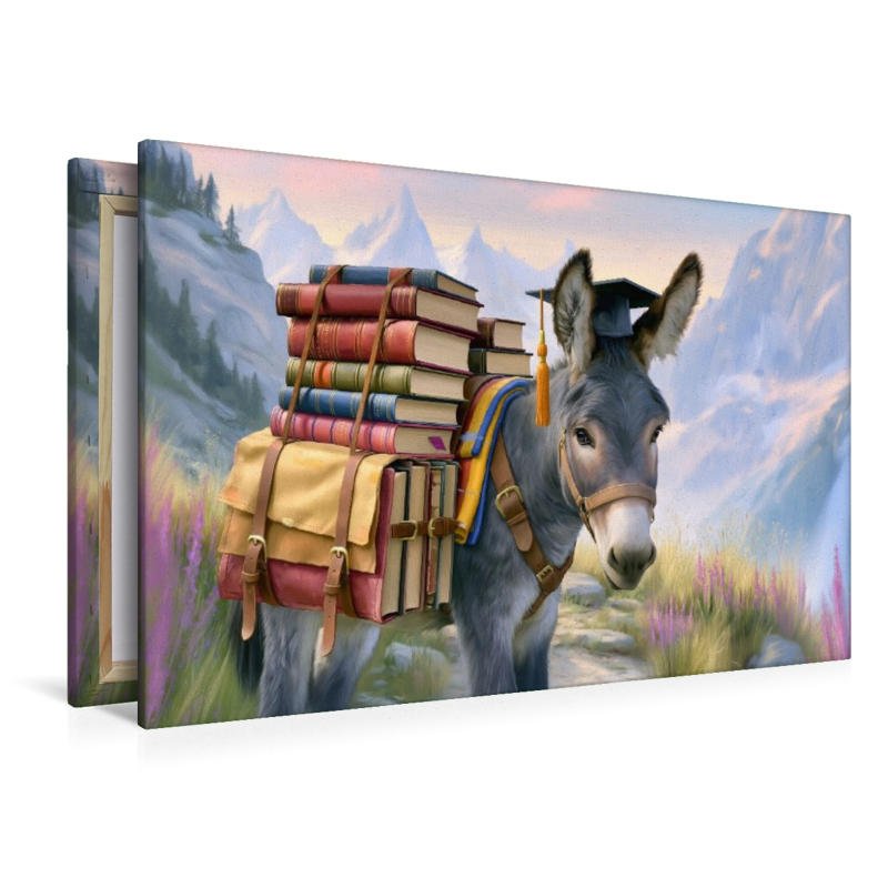 Esel mit Büchern bepackt