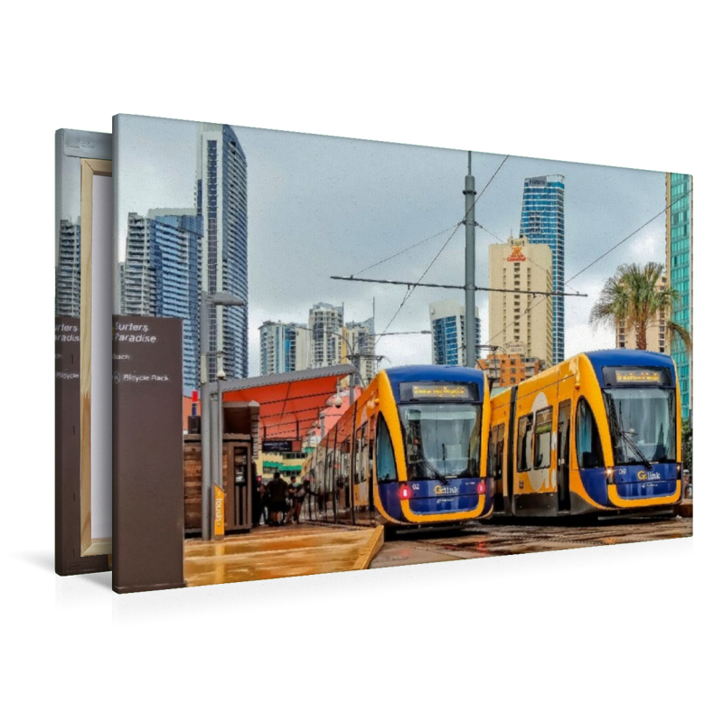 Zwei Straßenbahnwagen im Surfers Paradise, Gold Coast, Queensland, Australien
