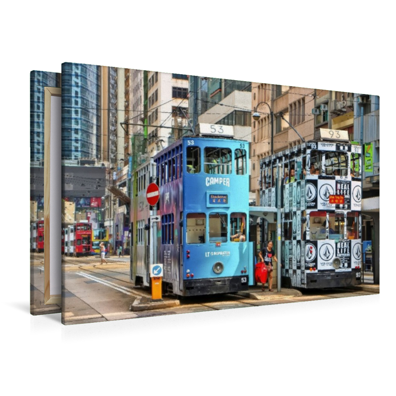 Ikonische Doppelstockstraßenbahnen in Hongkong, einige der wenigen weltweit, die ausschließlich mit Doppelstockwagen betrieben werden