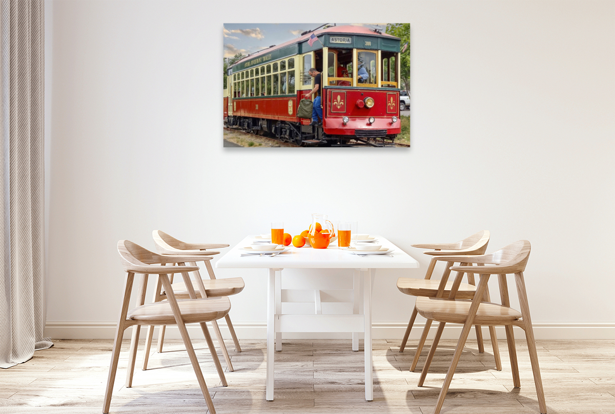 Diese historische Straßenbahn ist Teil der Astoria Riverfront Trolley-Flotte in Astoria, Oregon