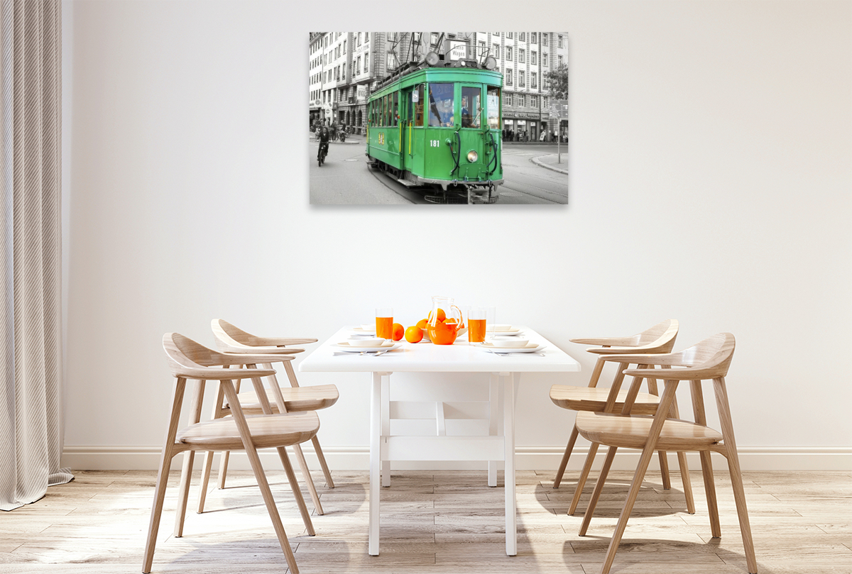 Ein historischer Triebwagen der Baseler Verkehrsbetriebe