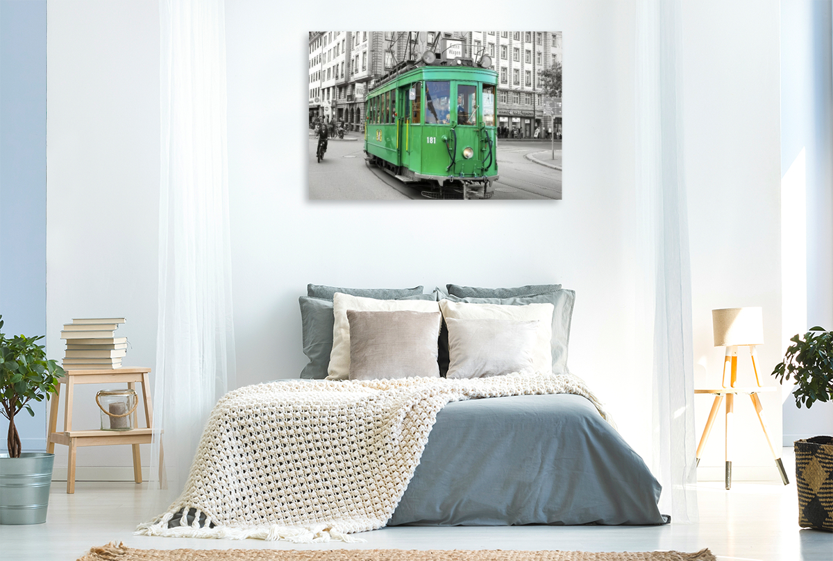 Ein historischer Triebwagen der Baseler Verkehrsbetriebe