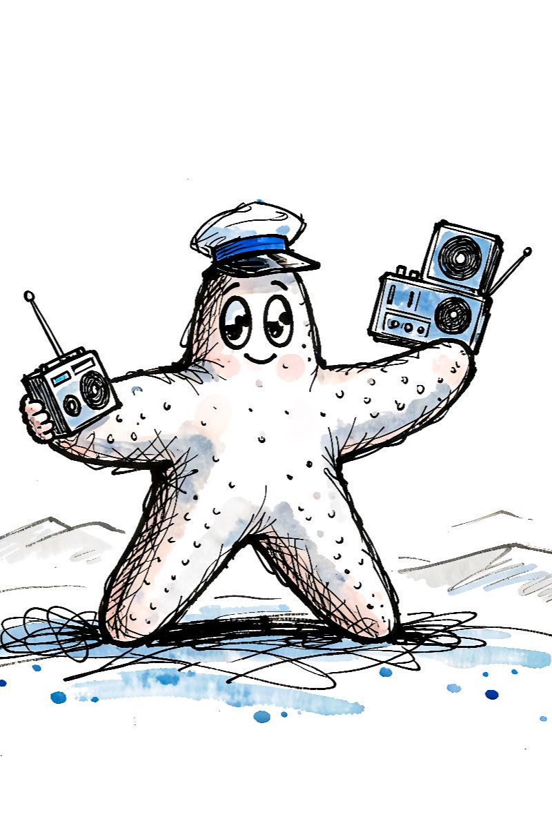Musikalischer Seestern groovt entspannt auf Strand‑Leinwand