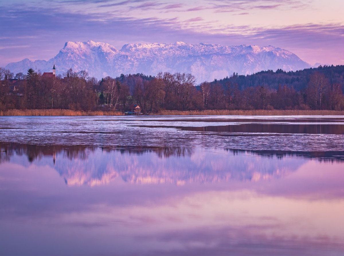 Abtsdorfer See mit Berchtesgadener Alpen