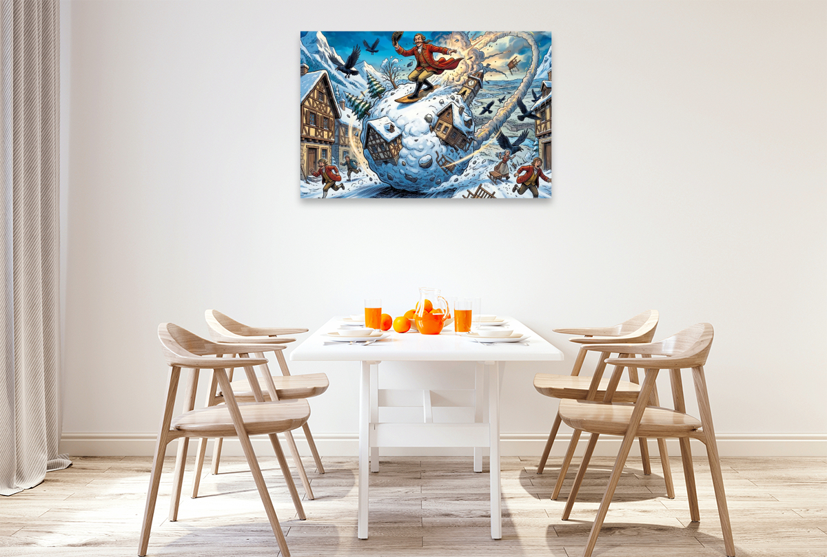 Flucht auf der Riesenschneekugel