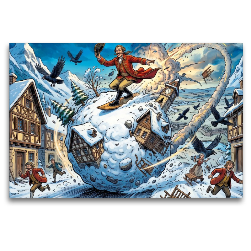 Flucht auf der Riesenschneekugel
