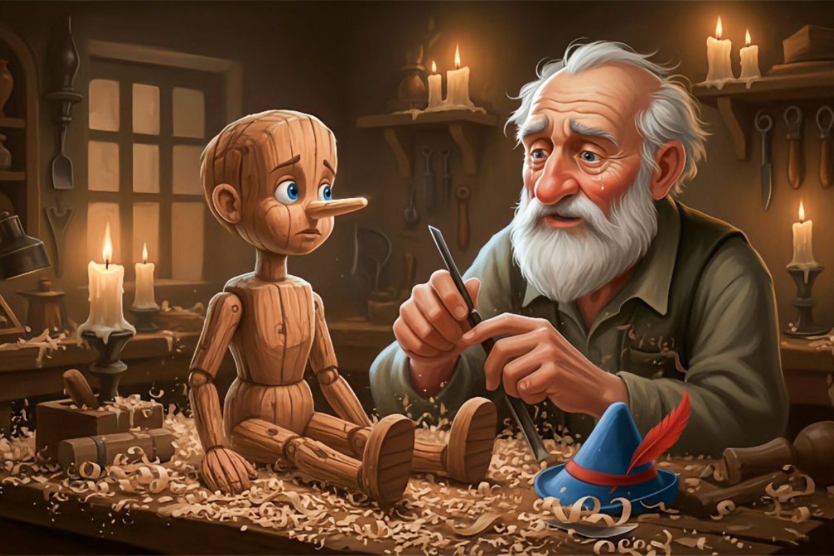Geppetto erweckt den kleinen Holzjungen