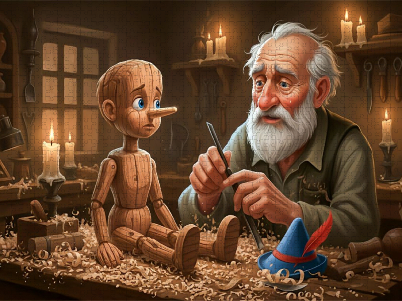 Geppetto erweckt den kleinen Holzjungen