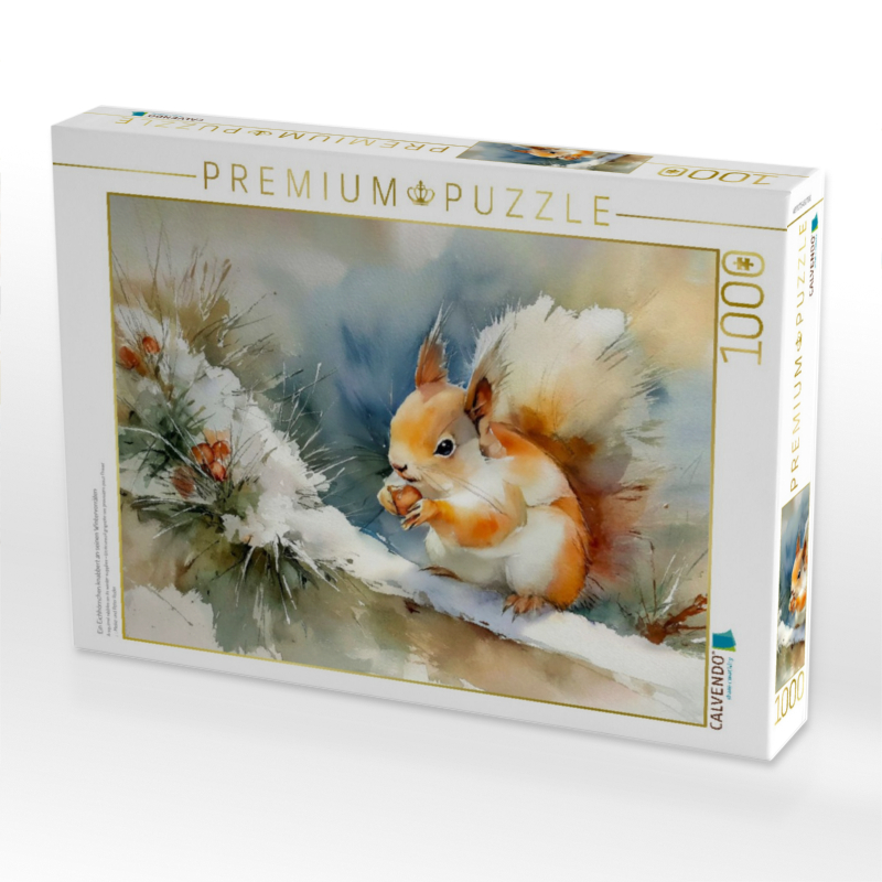 Ein Eichhörnchen knabbert an seinen Wintervorräten