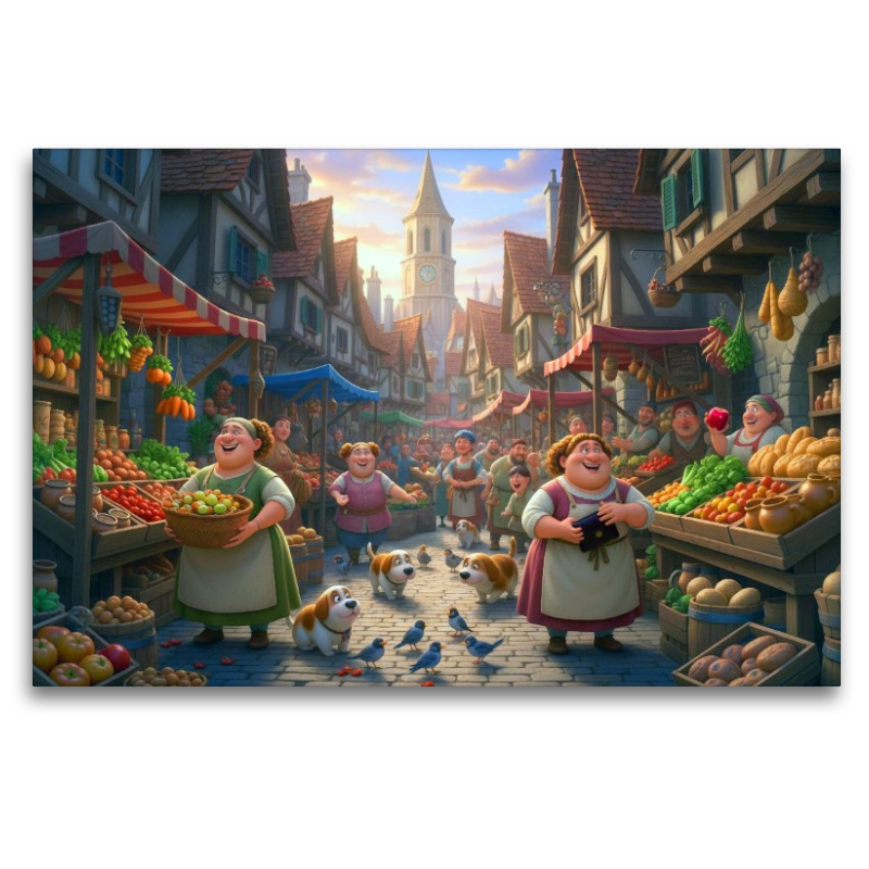 Bunte Gemüseträume - Händlerinnen auf dem mittelalterlichen Markt