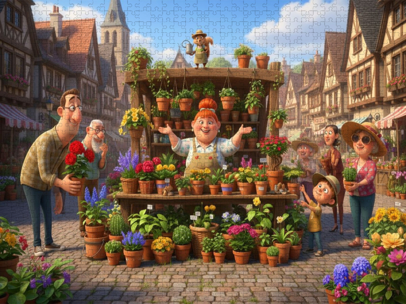 Grüne Daumen bevorzugt - Blumenhändlerin auf dem Markt