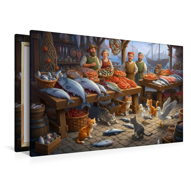 Guter Fang am Morgen - Katzen und Möwen am Fischmarkt