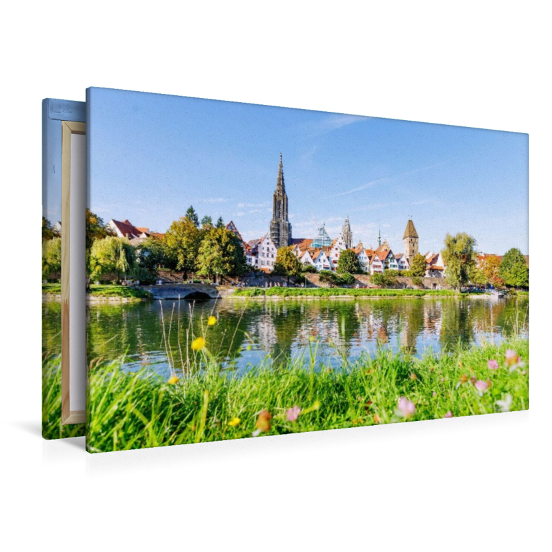Ulm: Donauschwabenufer mit Ulmer Münster und Metzgerturm