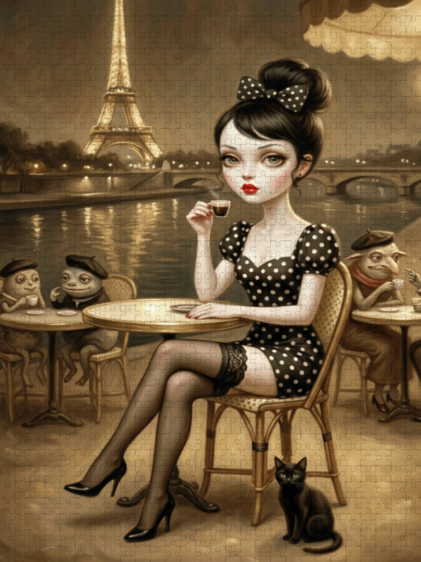 Madame Noir in Paris bei Nacht