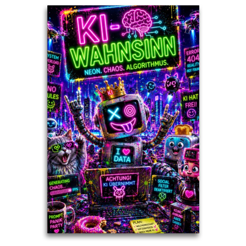 Ein Motiv aus dem Kalender KI - Wahnsinn. neon. chaos. algorithmus