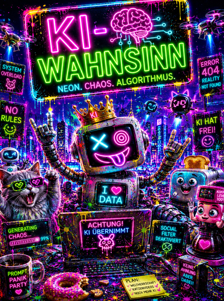 Ein Motiv aus dem Kalender KI - Wahnsinn. neon. chaos. algorithmus