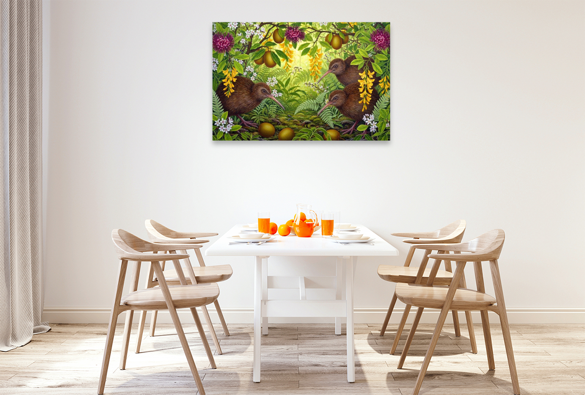 Kiwi und Kiwis - inmitten australischer Blüten