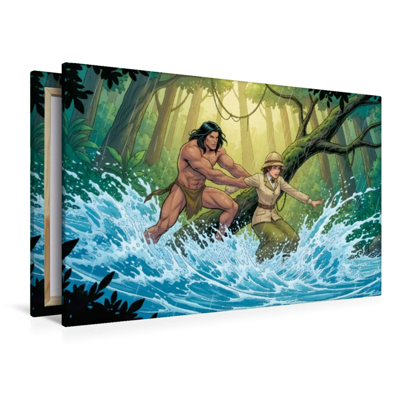 Tarzan beschützt Jane vor Stromschnellen