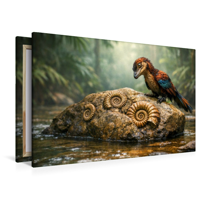 Ein eigentlich ausgestorbener Archaeopteryx findet versteinerte Ammoniten