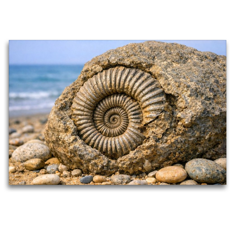Ammonit im Stein am Strand