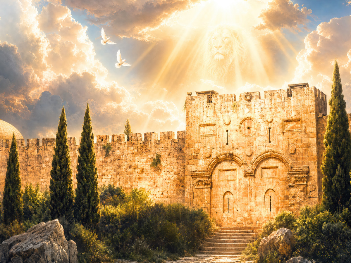 Jerusalem Goldenes Tor mit Löwe von Judah