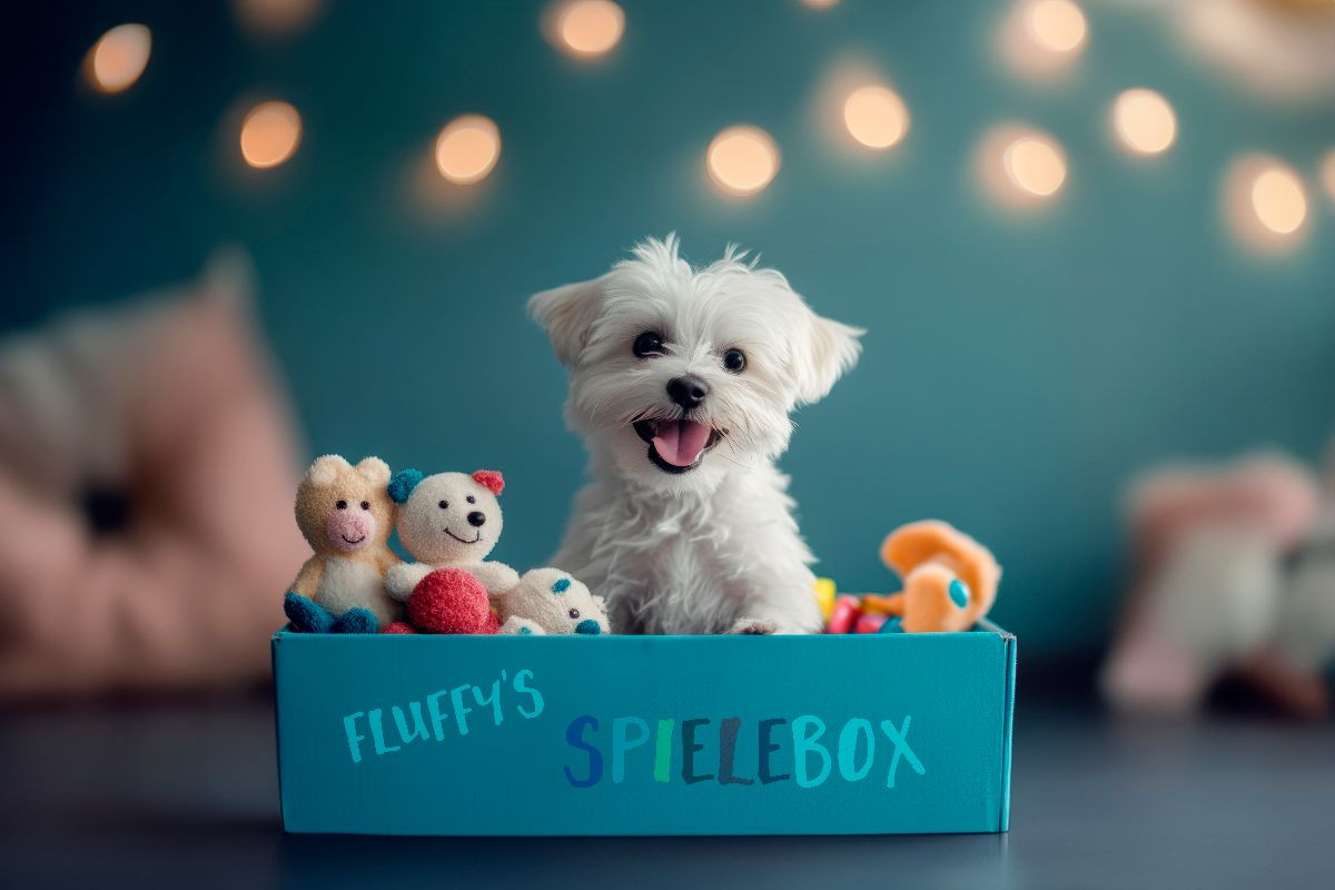 Malteserwelpe in der Spielebox