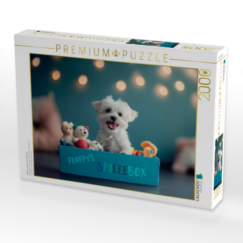 Malteserwelpe in der Spielebox