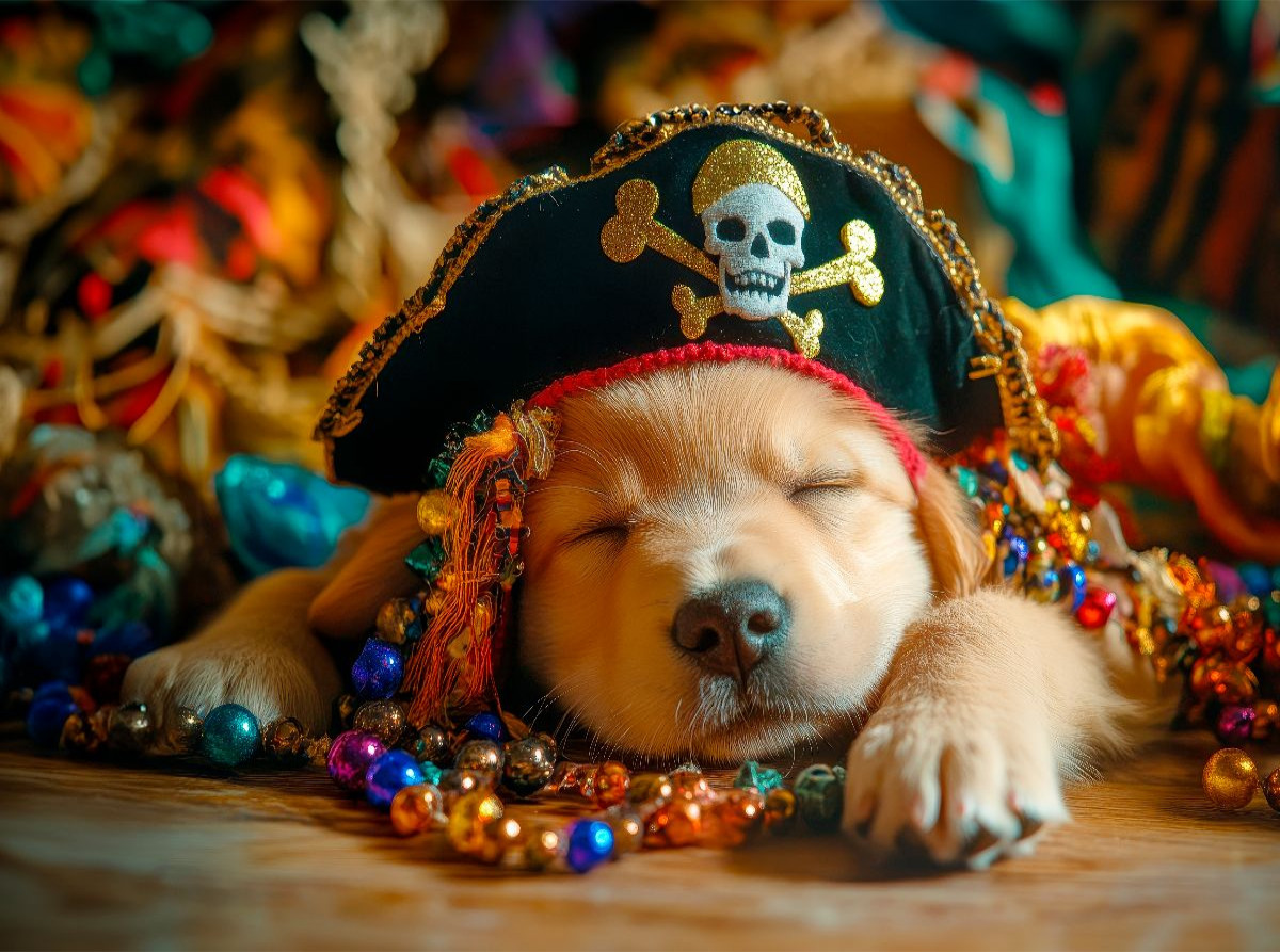 Golden-Retriever-Pirat im Land der Träume
